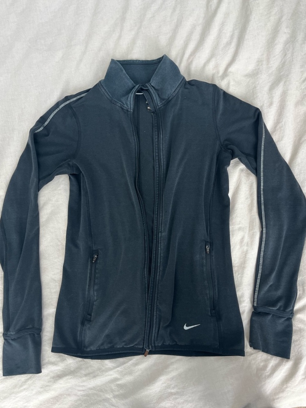 Nike Women's Black Full-Zip Jacket with Reflective Piping